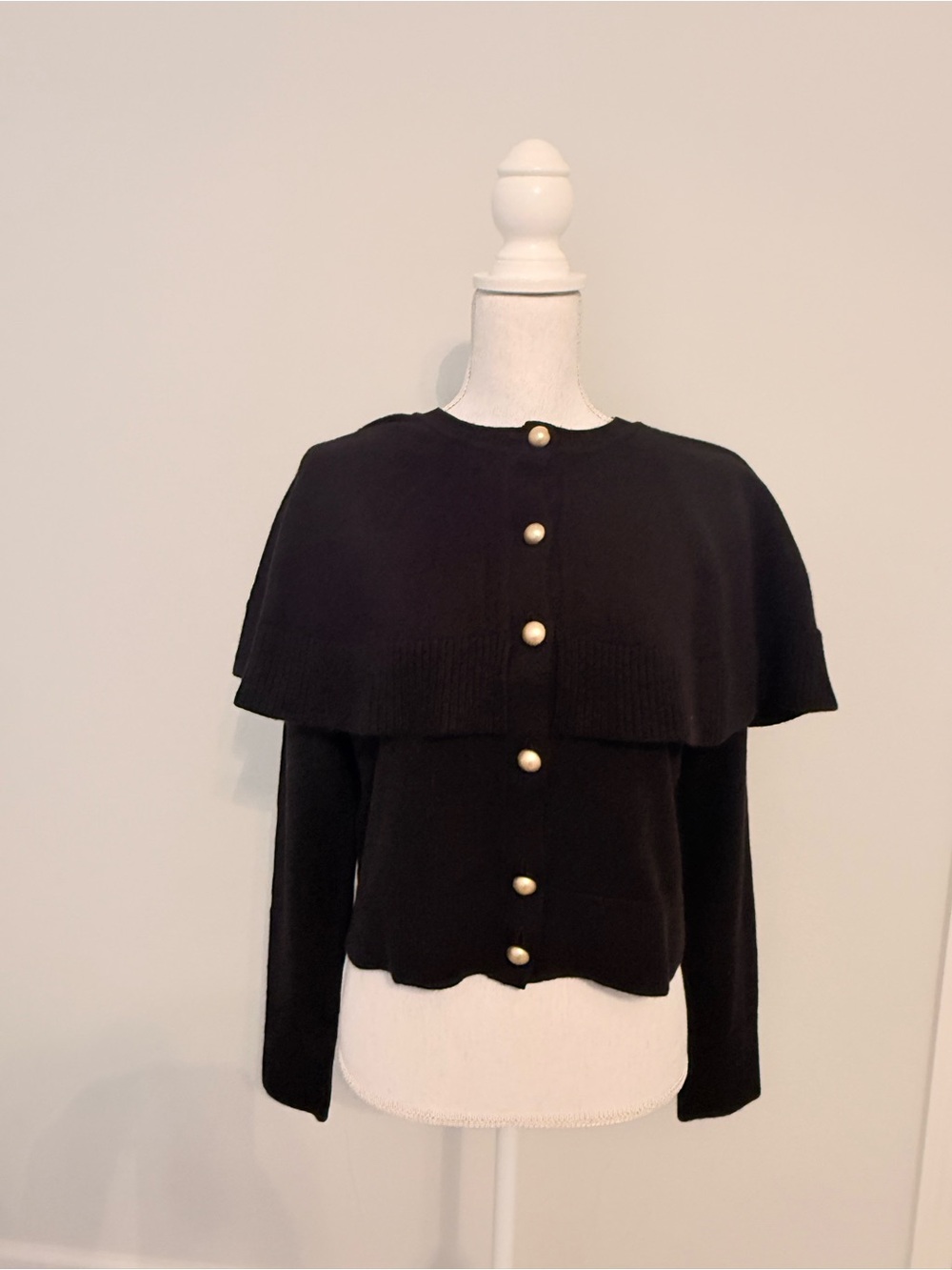 NWT - Whitehouse Black Button-Front Capelet Sweater
